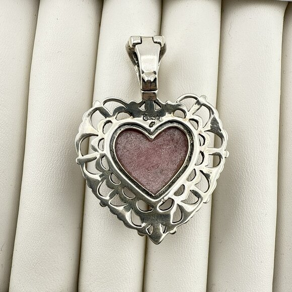 Carolyn Pollack Heart Pendant Enhancer Pink Rhodonite Opal Te Amo Sterling 925 - Picture 7 of 10